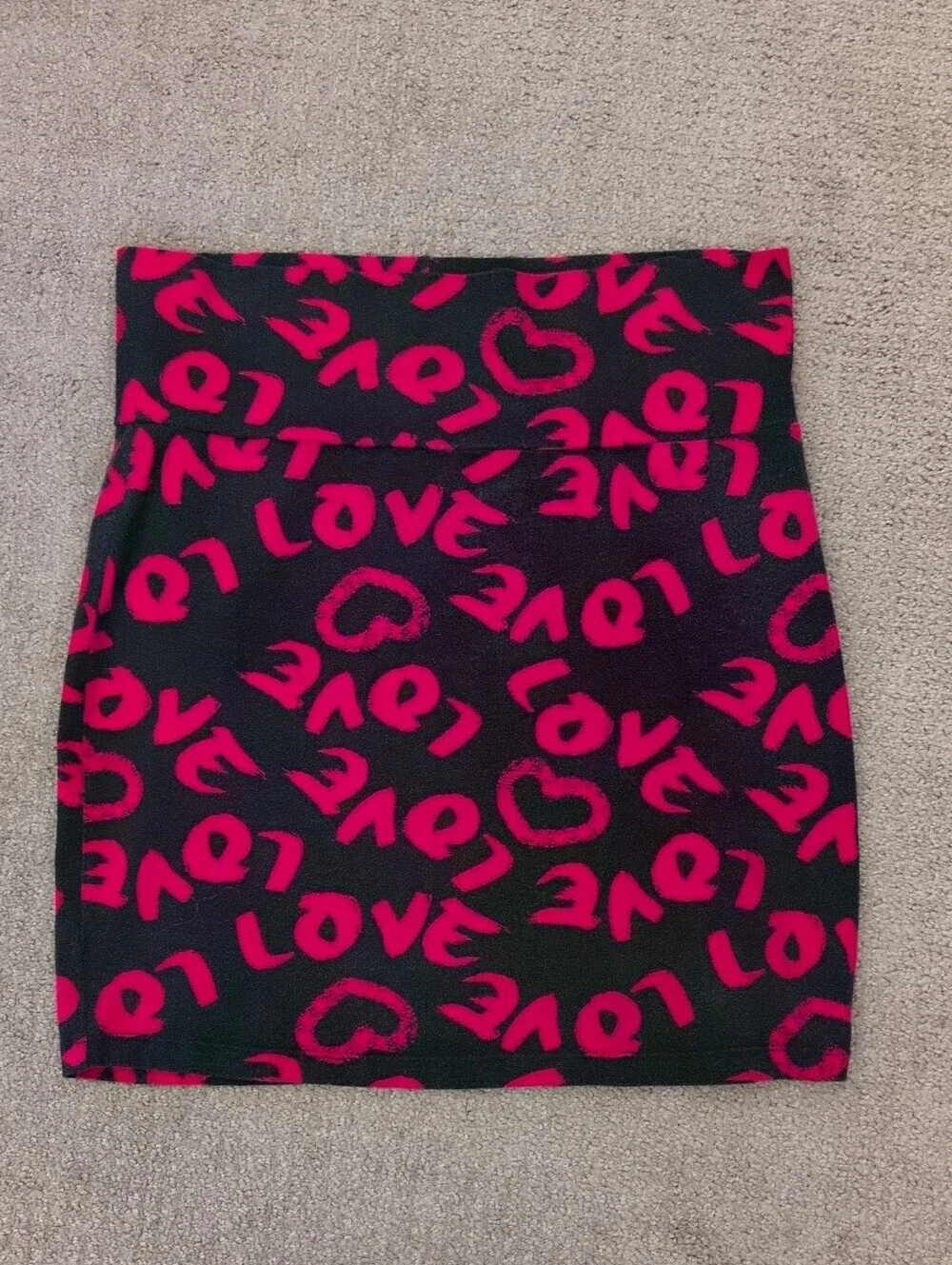 Charlotte Russe Love & Heart Pattern Fitted Bodycon Skirt
